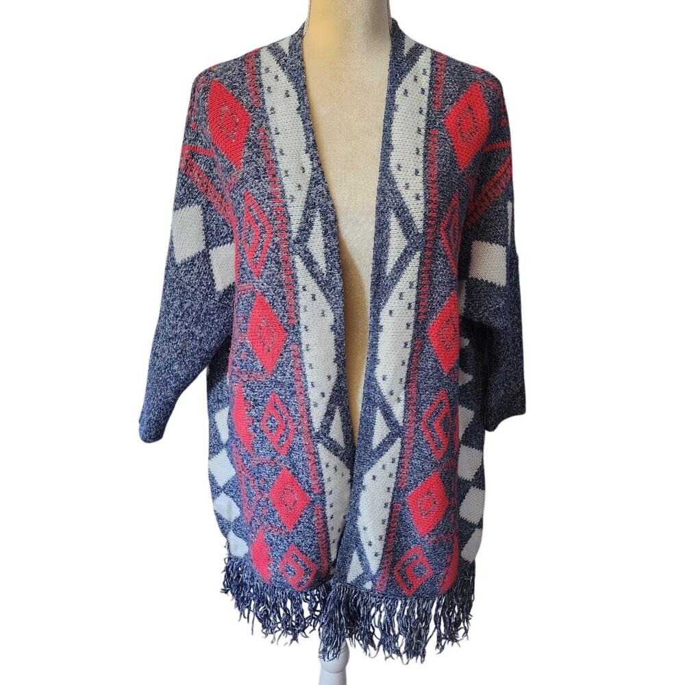 Miracle Aztec Knit Cardigan Southwestern Sweater with Fridge Size s/m